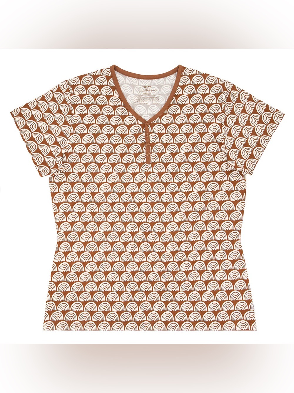Little Sleepies Rust Rainbows Women's Short Sleeve Pajama Top Brown